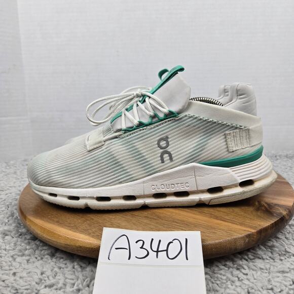 On Running Cloudnova Undyed White Mint Athletic Gym Casual Running Shoe Mens 7.5 - Picture 1 of 13